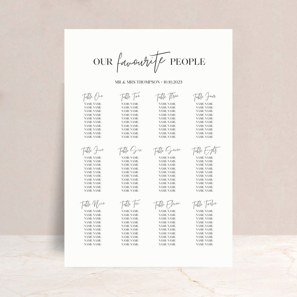 Lilli Wedding Table Plan Sign