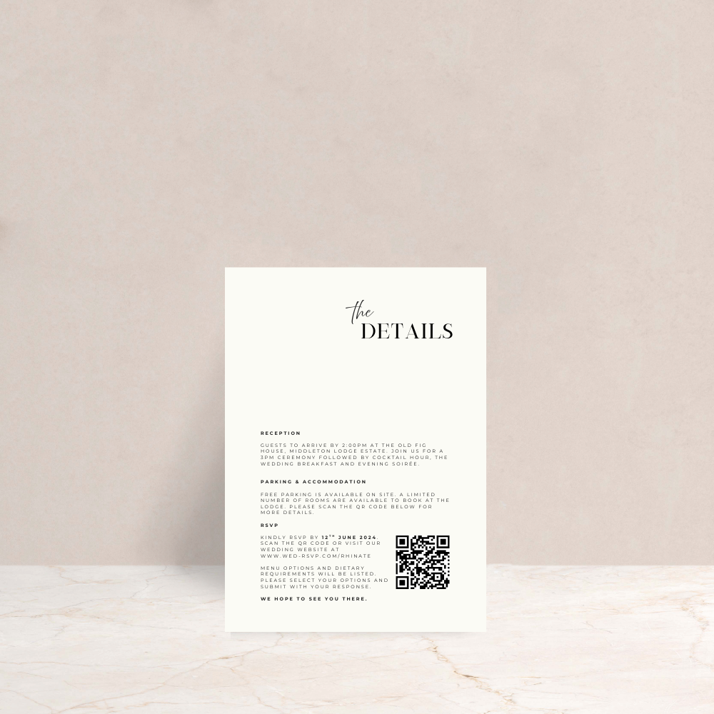 Rhi Wedding Invitation Detail Card - The Ivy Collection | Luxury Wedding Stationery