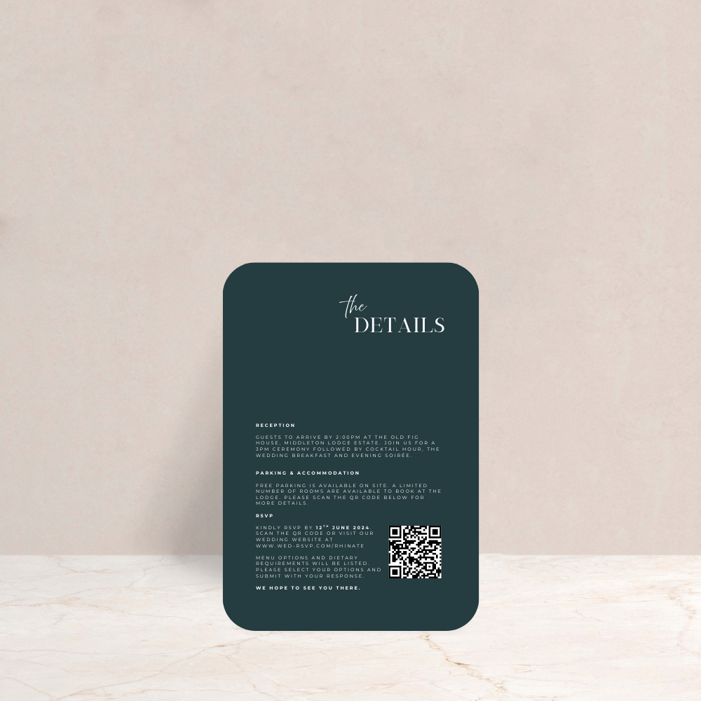 Rhi Wedding Invitation Detail Card - The Ivy Collection | Luxury Wedding Stationery