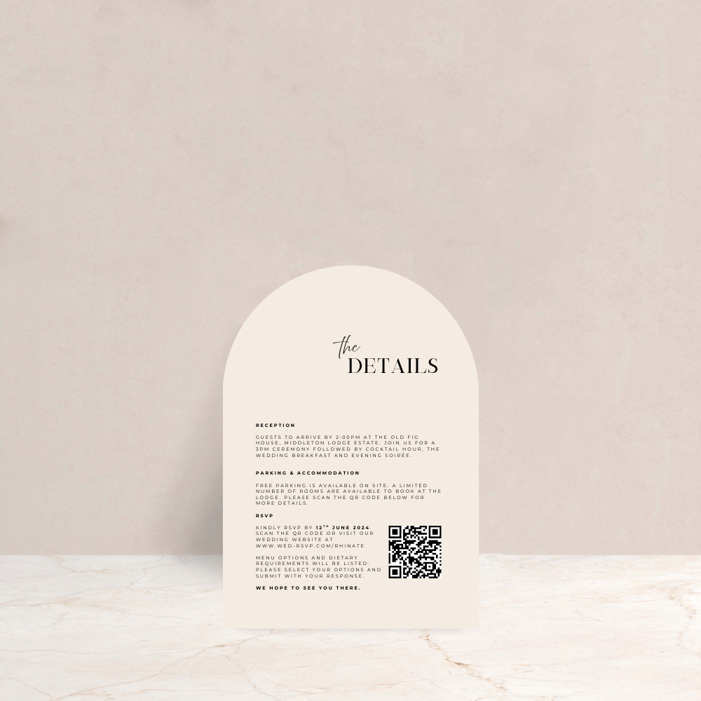 Rhi Wedding Invitation Detail Card - The Ivy Collection | Luxury Wedding Stationery