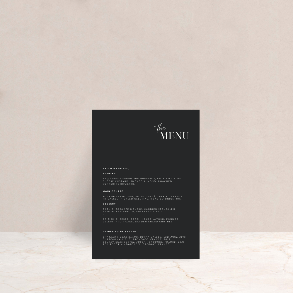 Rhi Wedding Menus - The Ivy Collection | Luxury Wedding Stationery