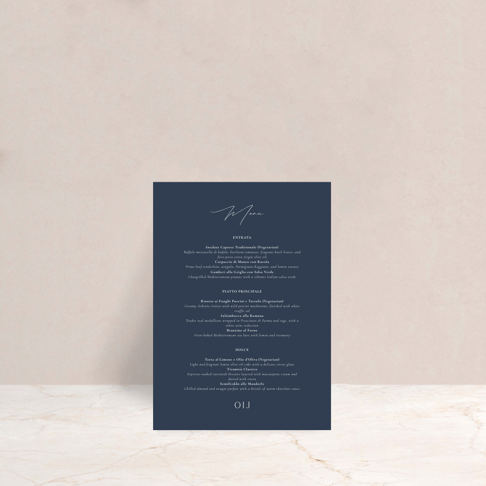 Olivia Wedding Menus