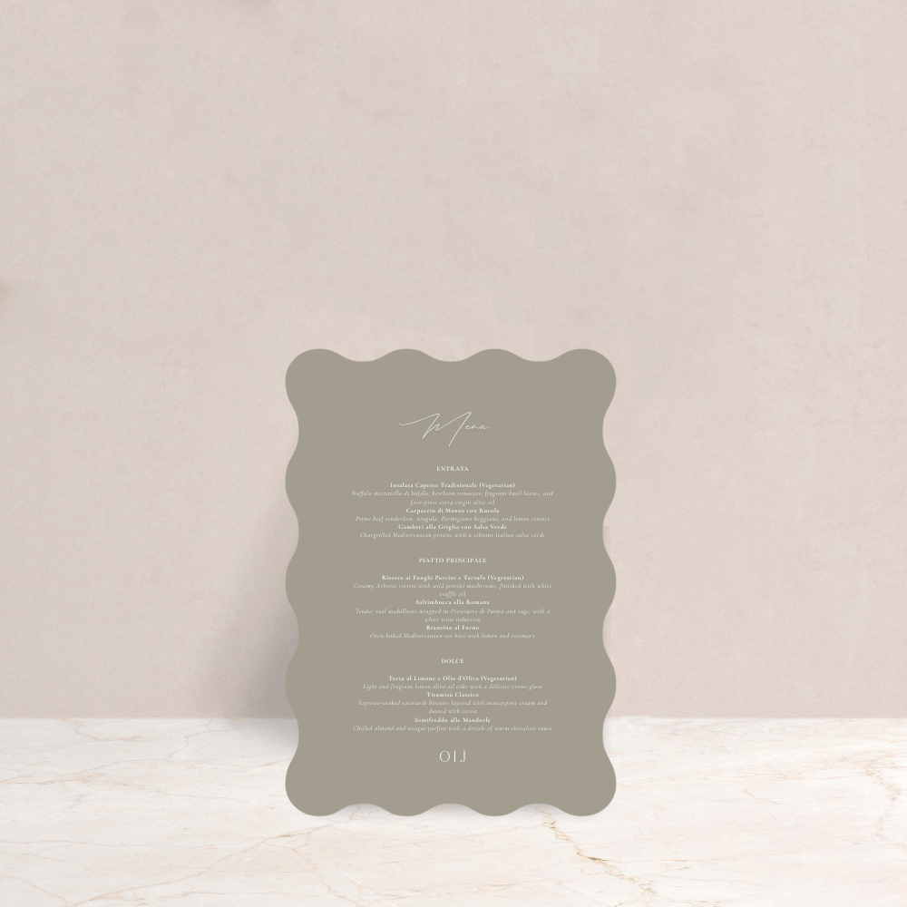 Olivia Wedding Menus