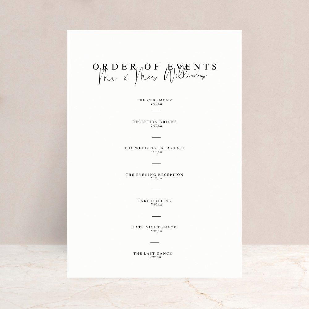 Ebony Wedding Order of the Day Sign