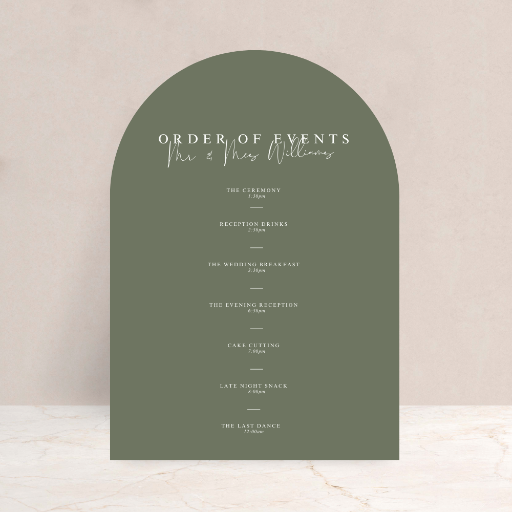 Ebony Wedding Order of the Day Sign