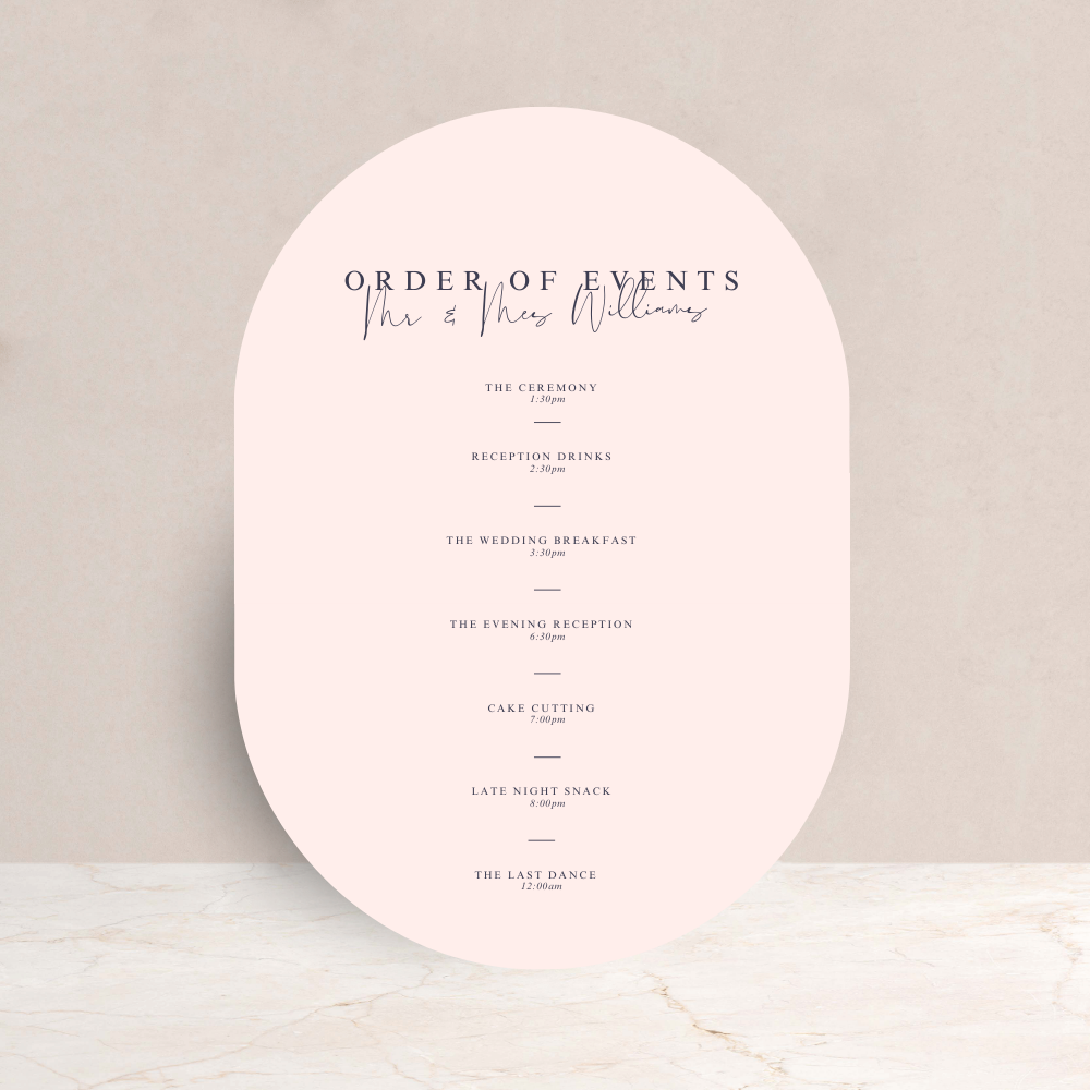 Ebony Wedding Order of the Day Sign