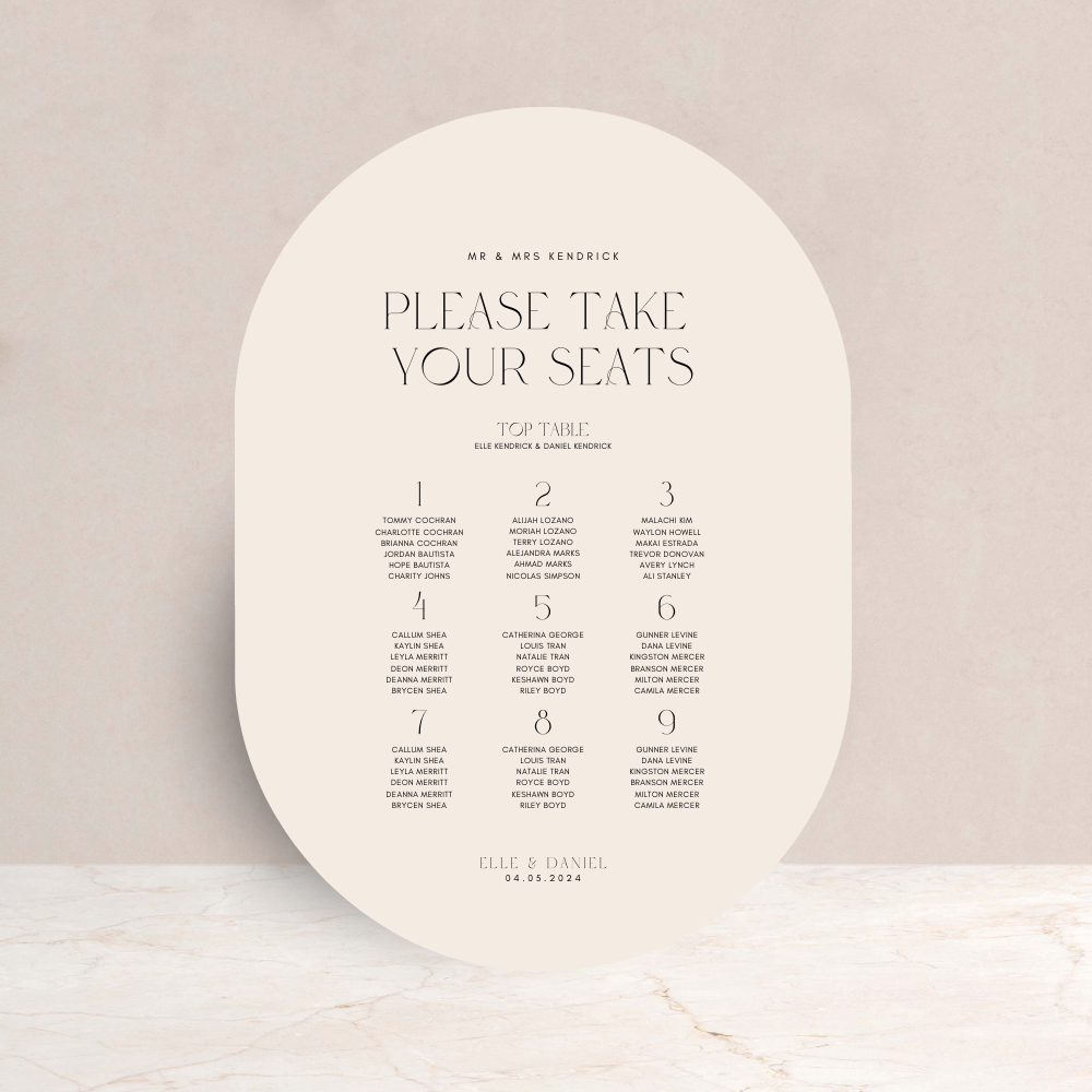 Elle Wedding Table Plan Sign - The Ivy Collection | Luxury Wedding Stationery