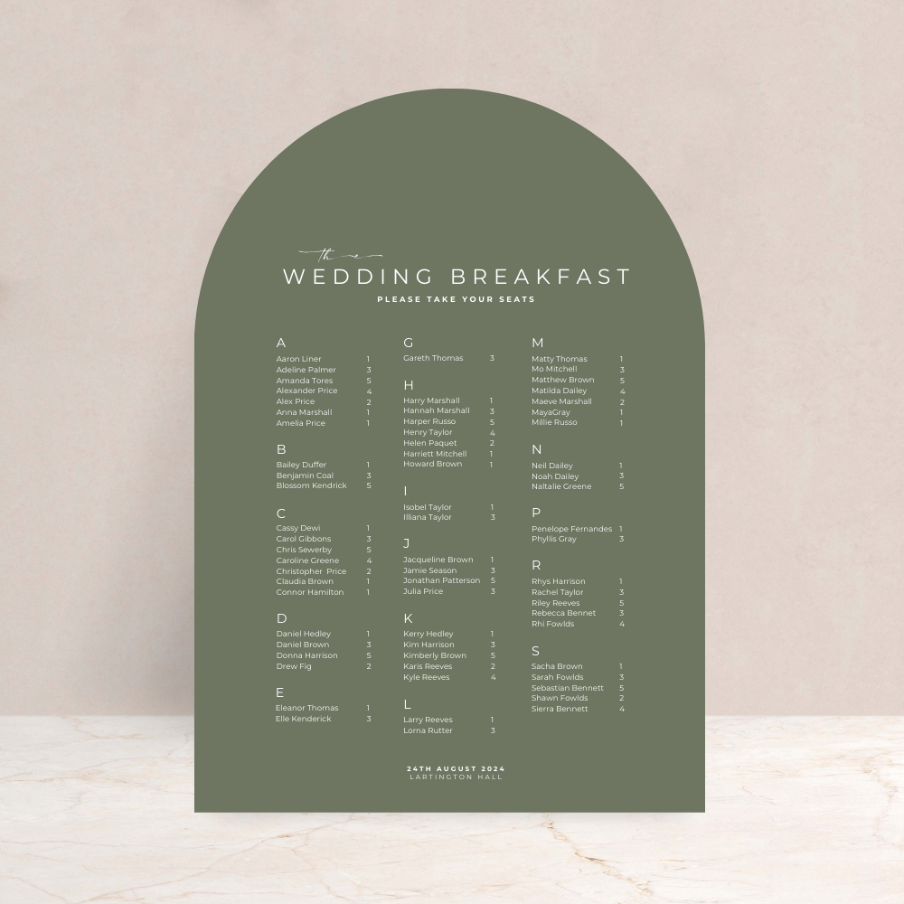 Ruby Wedding Table Plan Sign - The Ivy Collection | Luxury Wedding Stationery