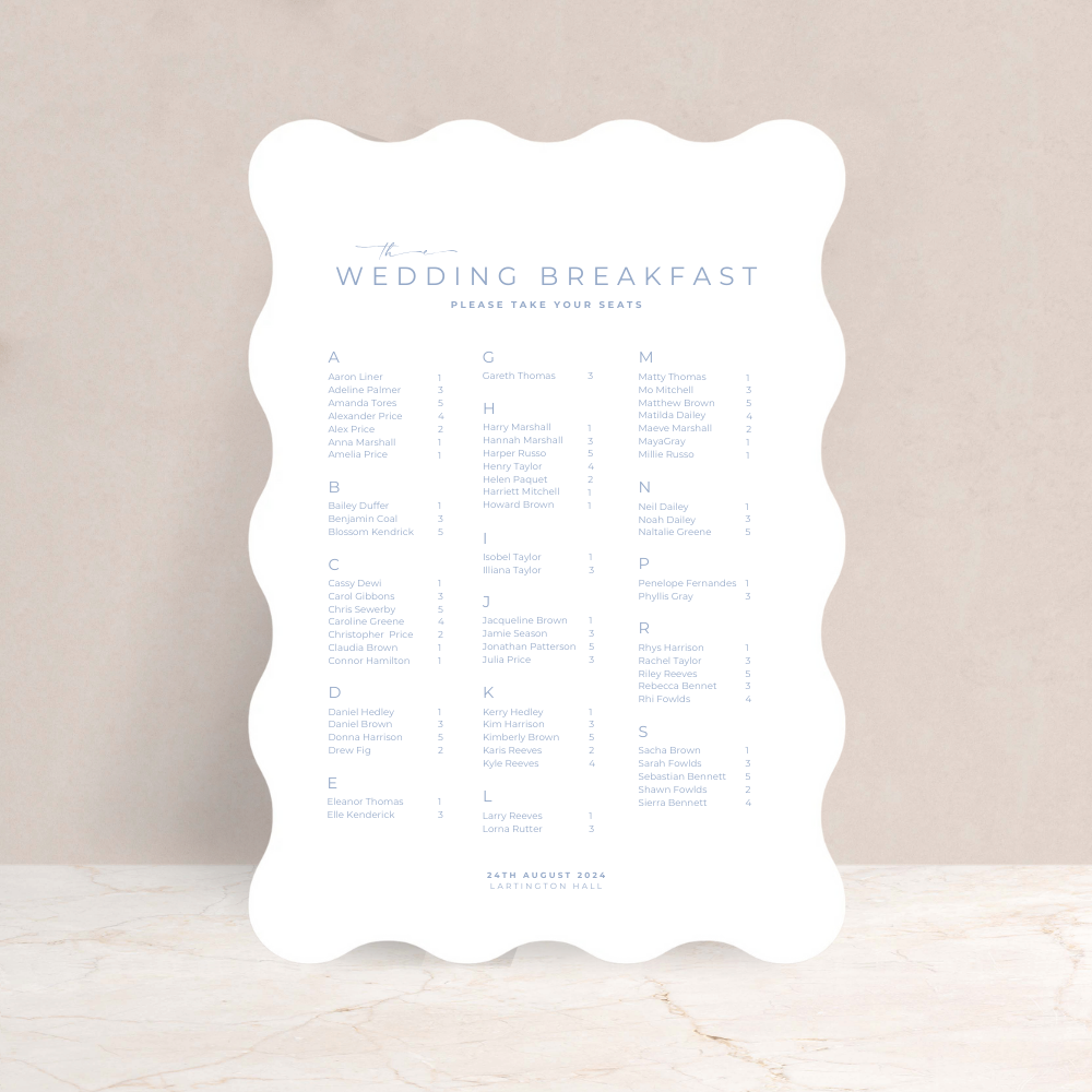 Ruby Wedding Table Plan Sign - The Ivy Collection | Luxury Wedding Stationery