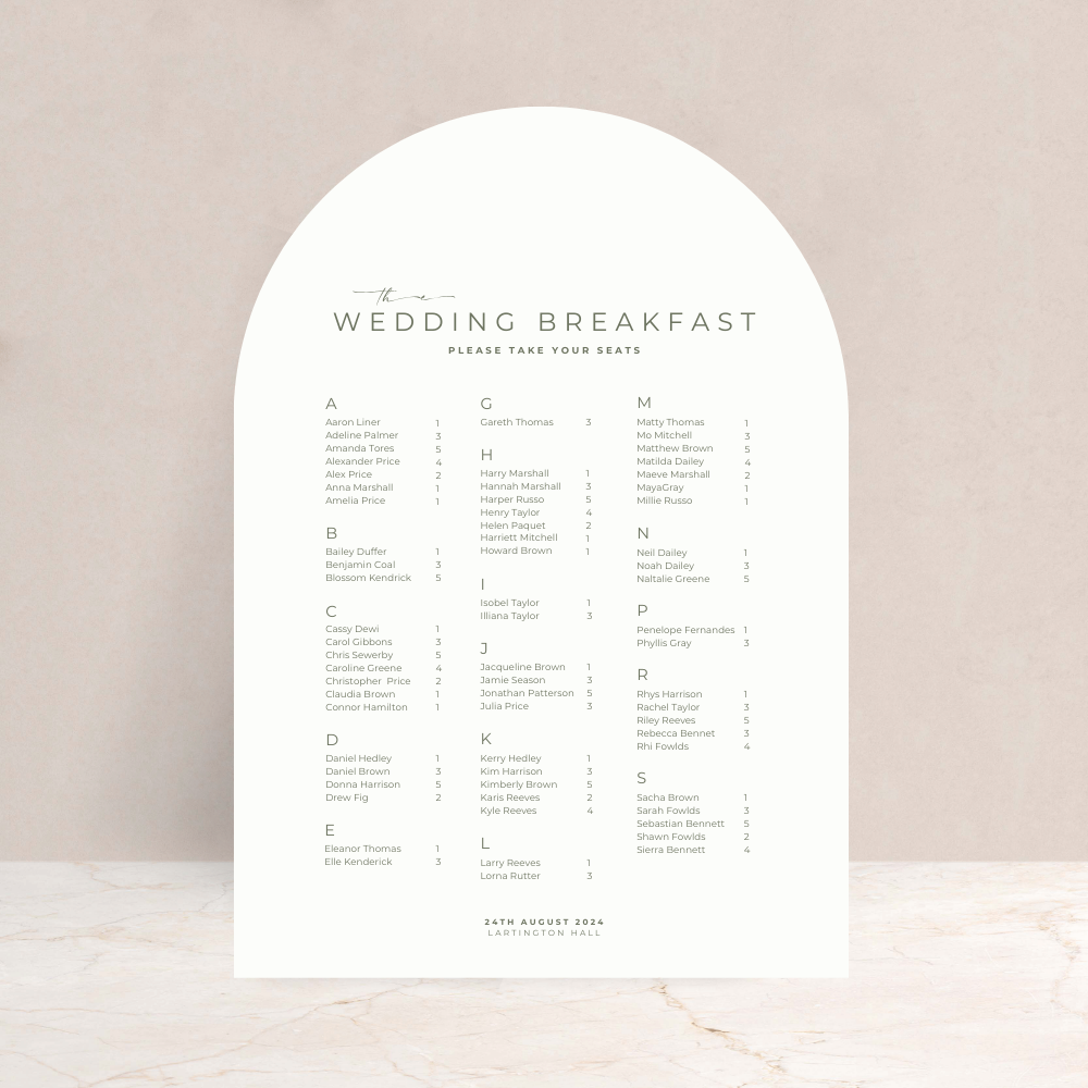 Ruby Wedding Table Plan Sign - The Ivy Collection | Luxury Wedding Stationery