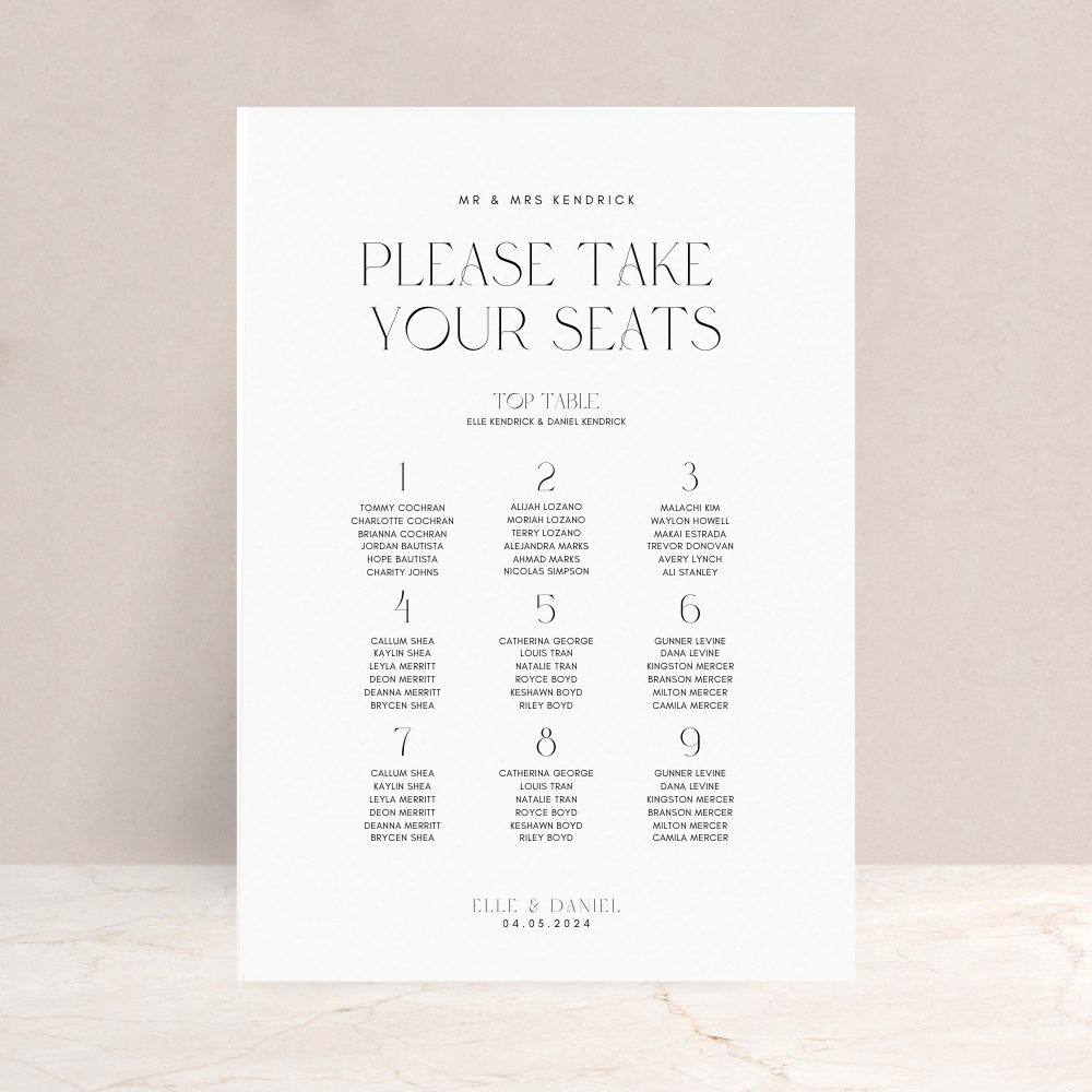 Elle Wedding Table Plan Sign - The Ivy Collection | Luxury Wedding Stationery
