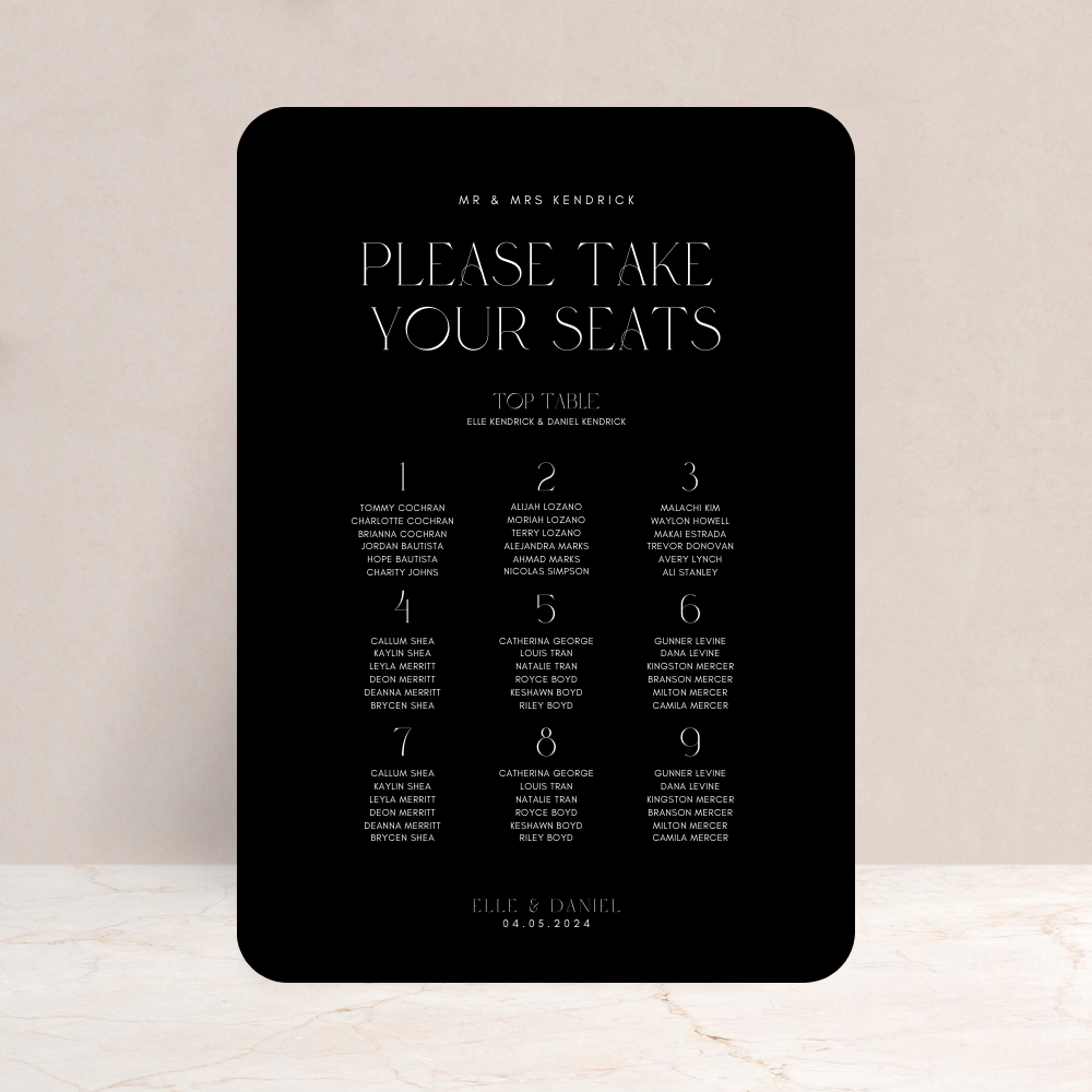 Elle Wedding Table Plan Sign - The Ivy Collection | Luxury Wedding Stationery
