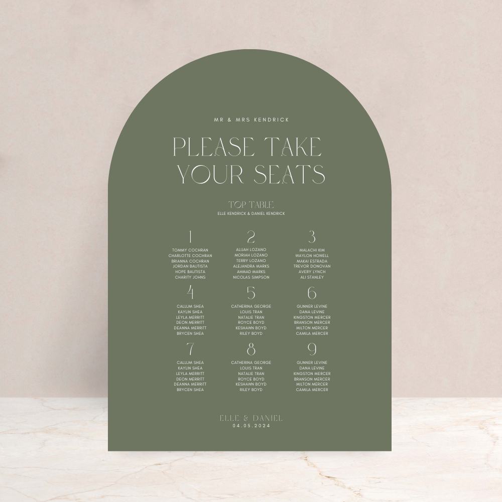Elle Wedding Table Plan Sign - The Ivy Collection | Luxury Wedding Stationery