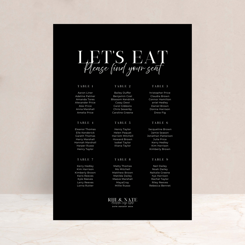 Rhi Wedding Table Plan Sign - The Ivy Collection | Luxury Wedding Stationery