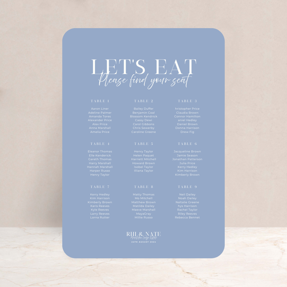 Rhi Wedding Table Plan Sign - The Ivy Collection | Luxury Wedding Stationery
