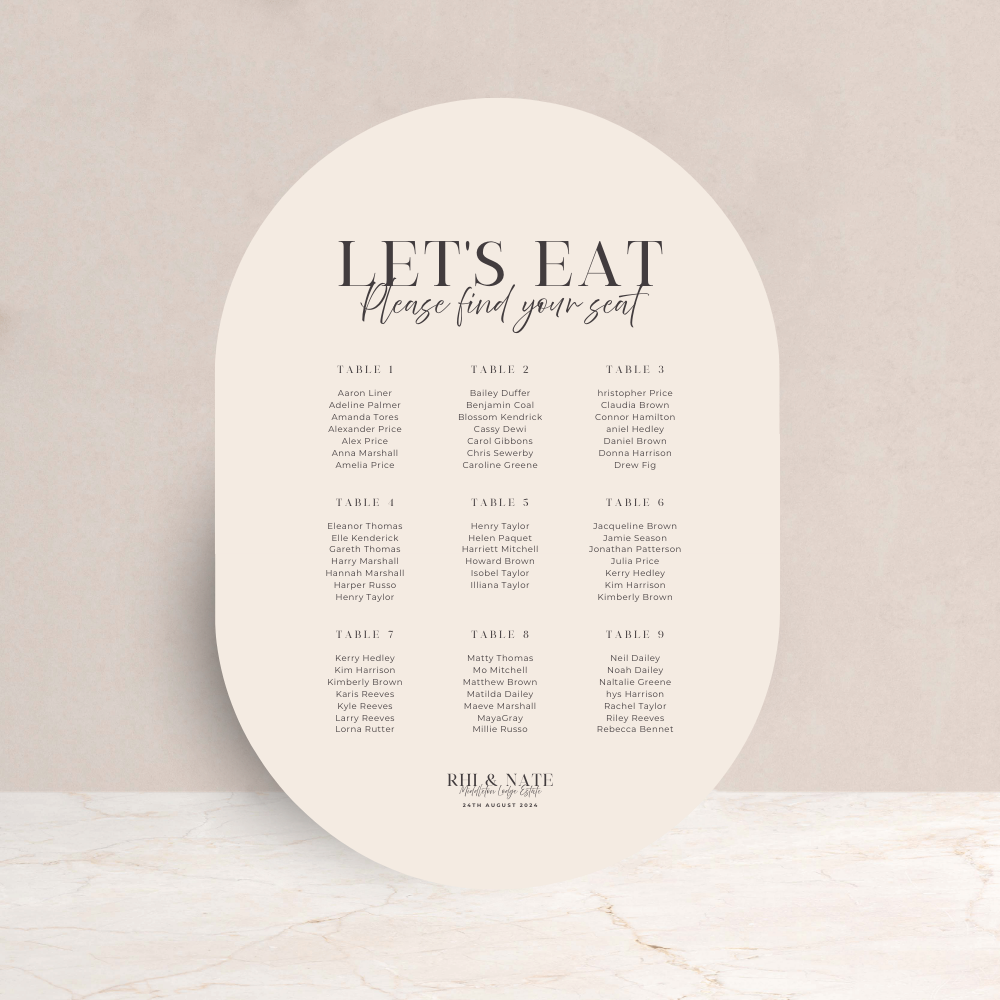 Rhi Wedding Table Plan Sign - The Ivy Collection | Luxury Wedding Stationery