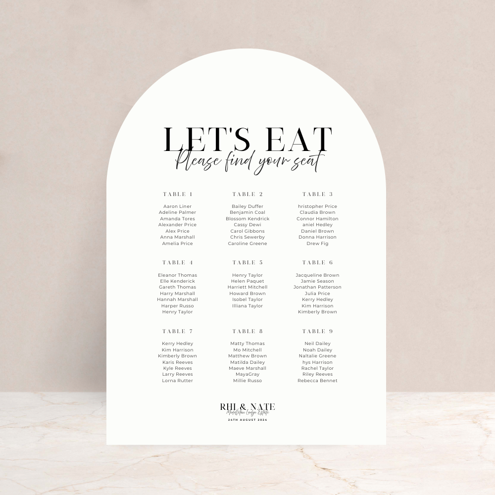 Rhi Wedding Table Plan Sign - The Ivy Collection | Luxury Wedding Stationery