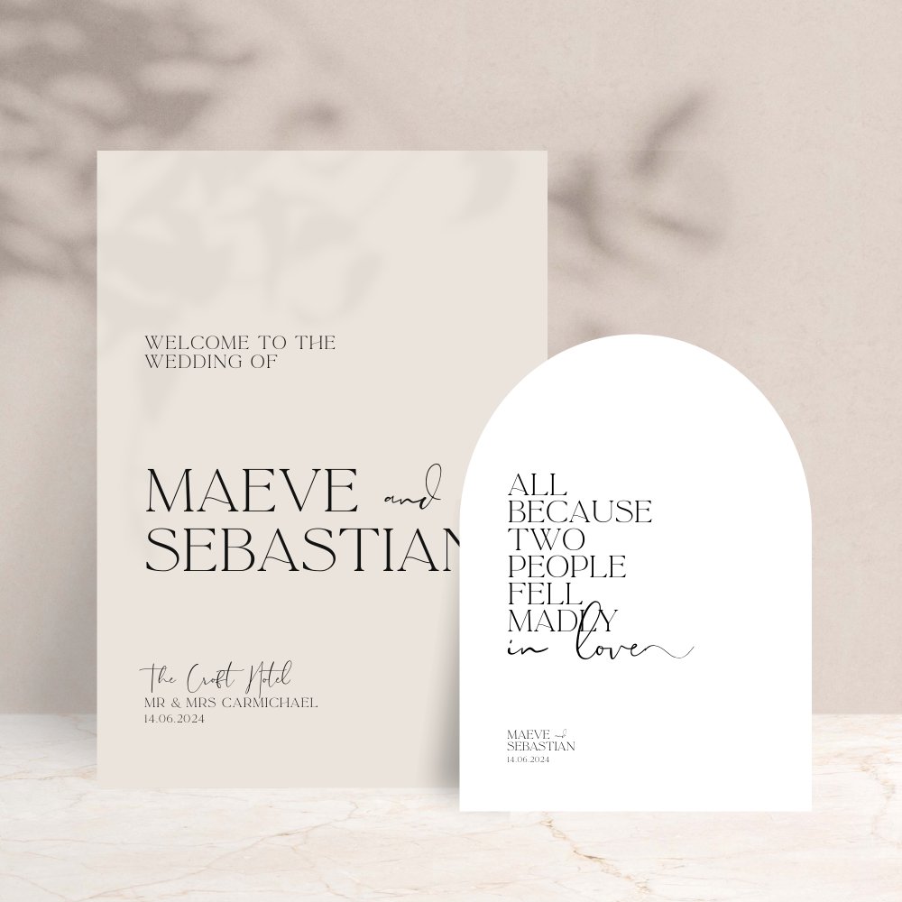 Maeve Wedding Welcome Sign Set of 2 - The Ivy Collection | Luxury Wedding Stationery