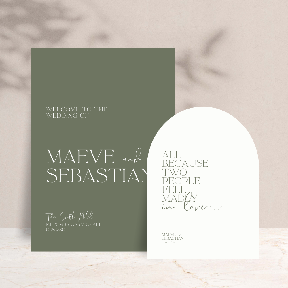 Maeve Wedding Welcome Sign Set of 2 - The Ivy Collection | Luxury Wedding Stationery