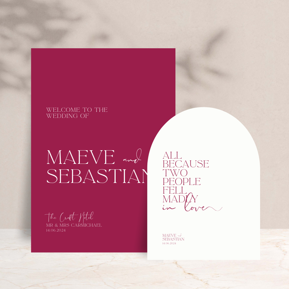 Maeve Wedding Welcome Sign Set of 2 - The Ivy Collection | Luxury Wedding Stationery