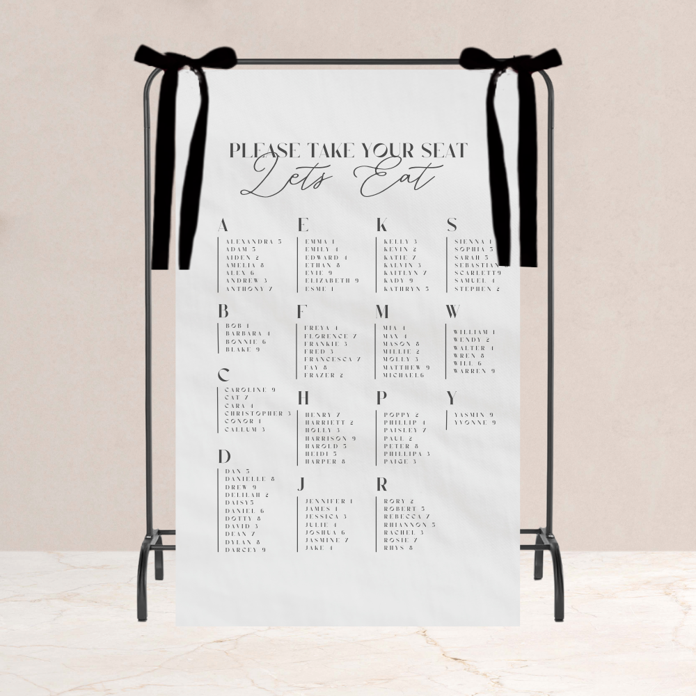 Annabel Wedding Table Plan Fabric Sign - The Ivy Collection | Luxury Wedding Stationery
