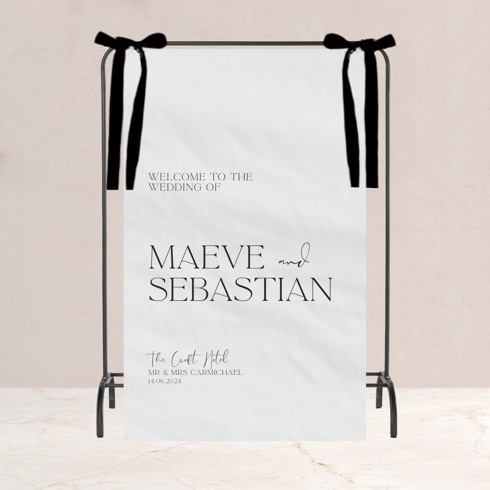 Maeve Wedding Welcome Fabric Sign - The Ivy Collection | Luxury Wedding Stationery