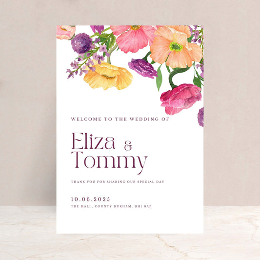 ELIZA Wildflower Wedding Welcome Sign - Wedding Ceremony Stationery available at The Ivy Collection | Luxury Wedding Stationery