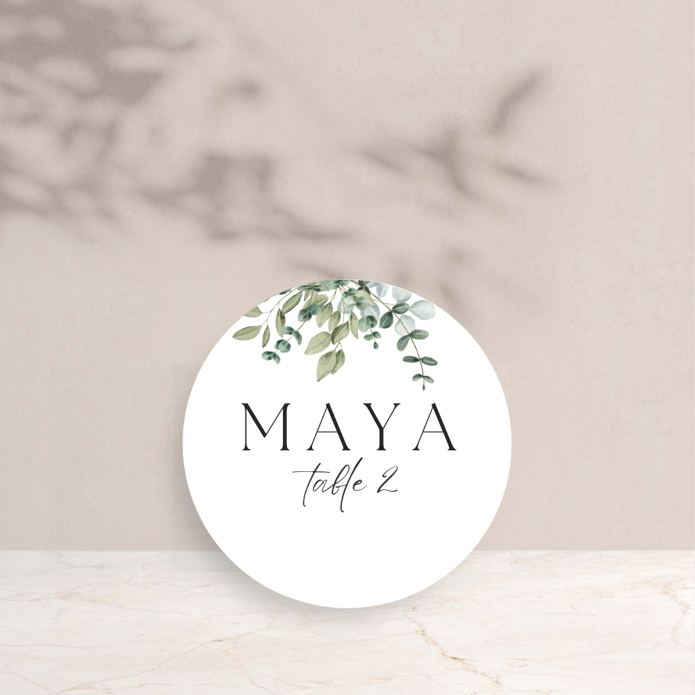 Maya Wedding Circle Place Cards