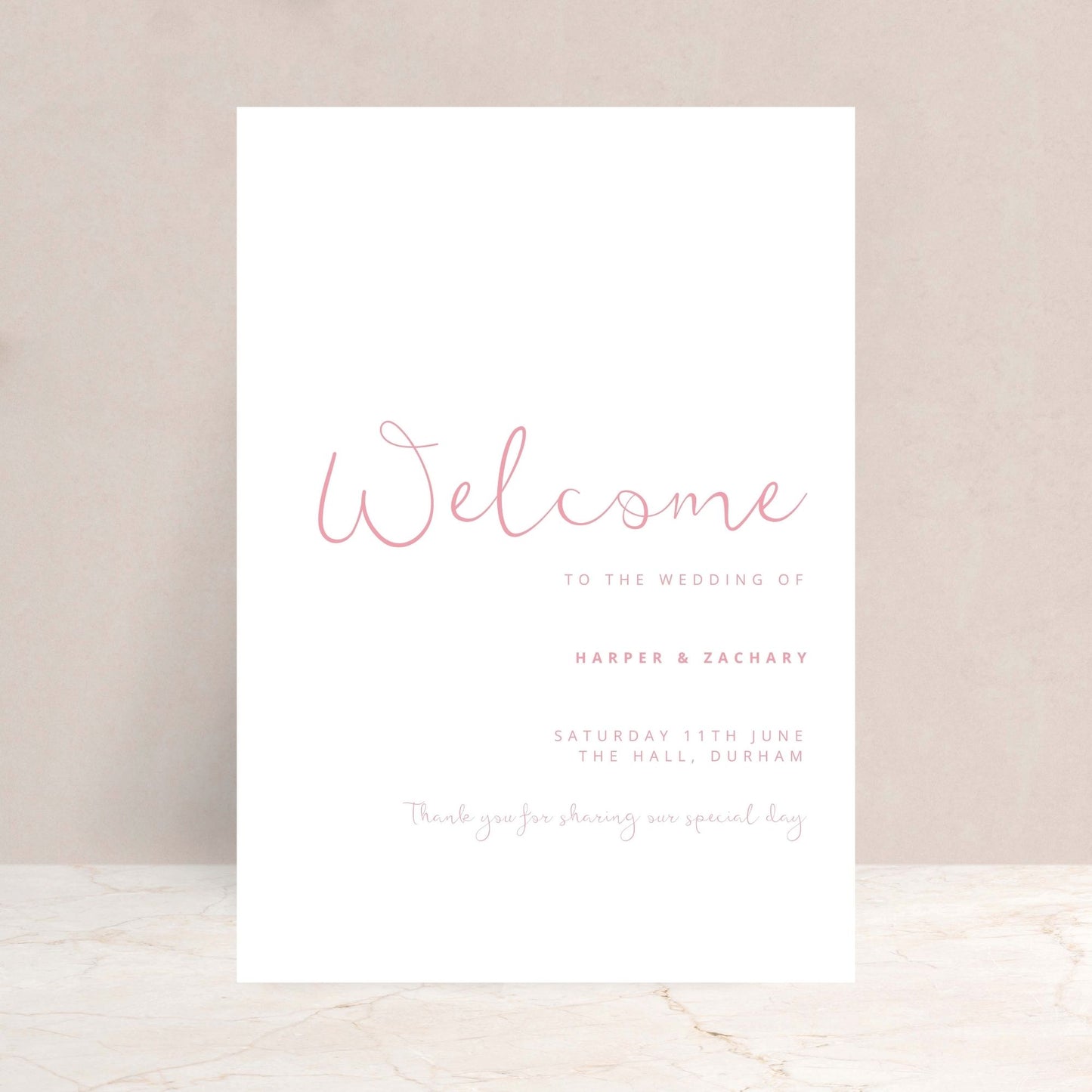 HARPER Minimal Wedding Welcome Sign - Wedding Ceremony Stationery available at The Ivy Collection | Luxury Wedding Stationery