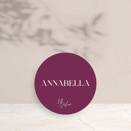 LILLI Wedding Circle Place Cards - Wedding Reception Stationery available at The Ivy Collection | Luxury Wedding Stationery