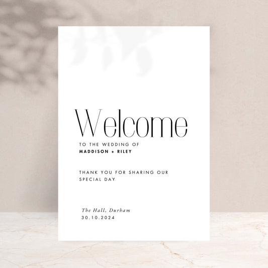 MADDISON Wedding Welcome Sign - Wedding Ceremony Stationery available at The Ivy Collection | Luxury Wedding Stationery