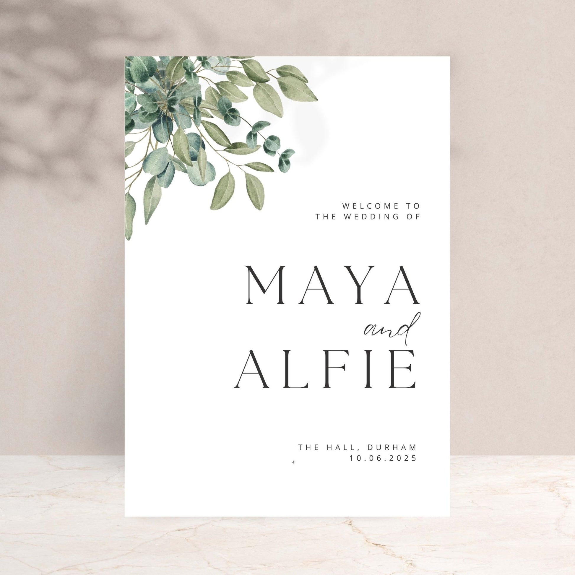 MAYA Eucalyptus Wedding Welcome Sign - Wedding Ceremony Stationery available at The Ivy Collection | Luxury Wedding Stationery