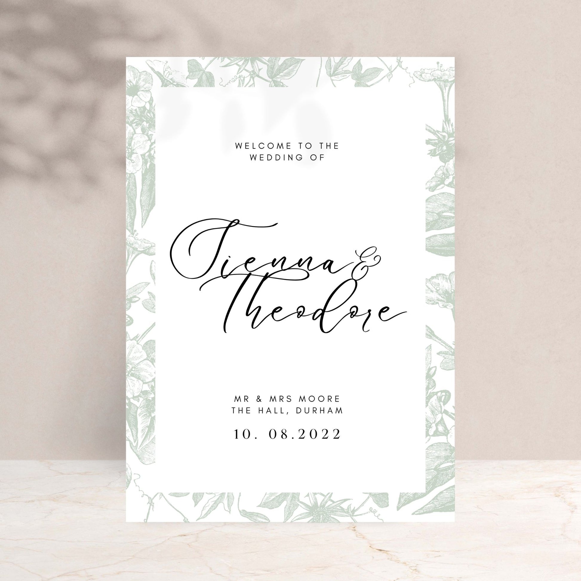 SIENNA Floral Wedding Welcome Sign - Wedding Ceremony Stationery available at The Ivy Collection | Luxury Wedding Stationery