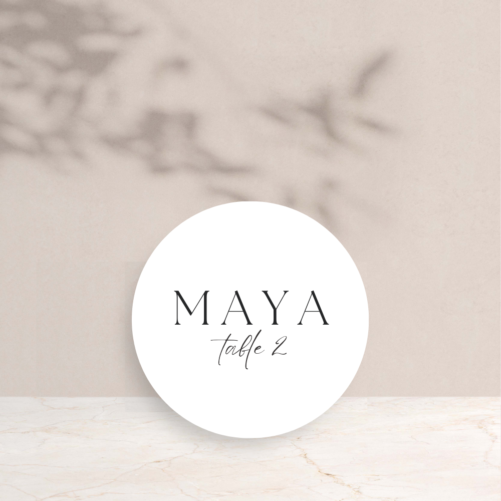 Maya Wedding Circle Place Cards