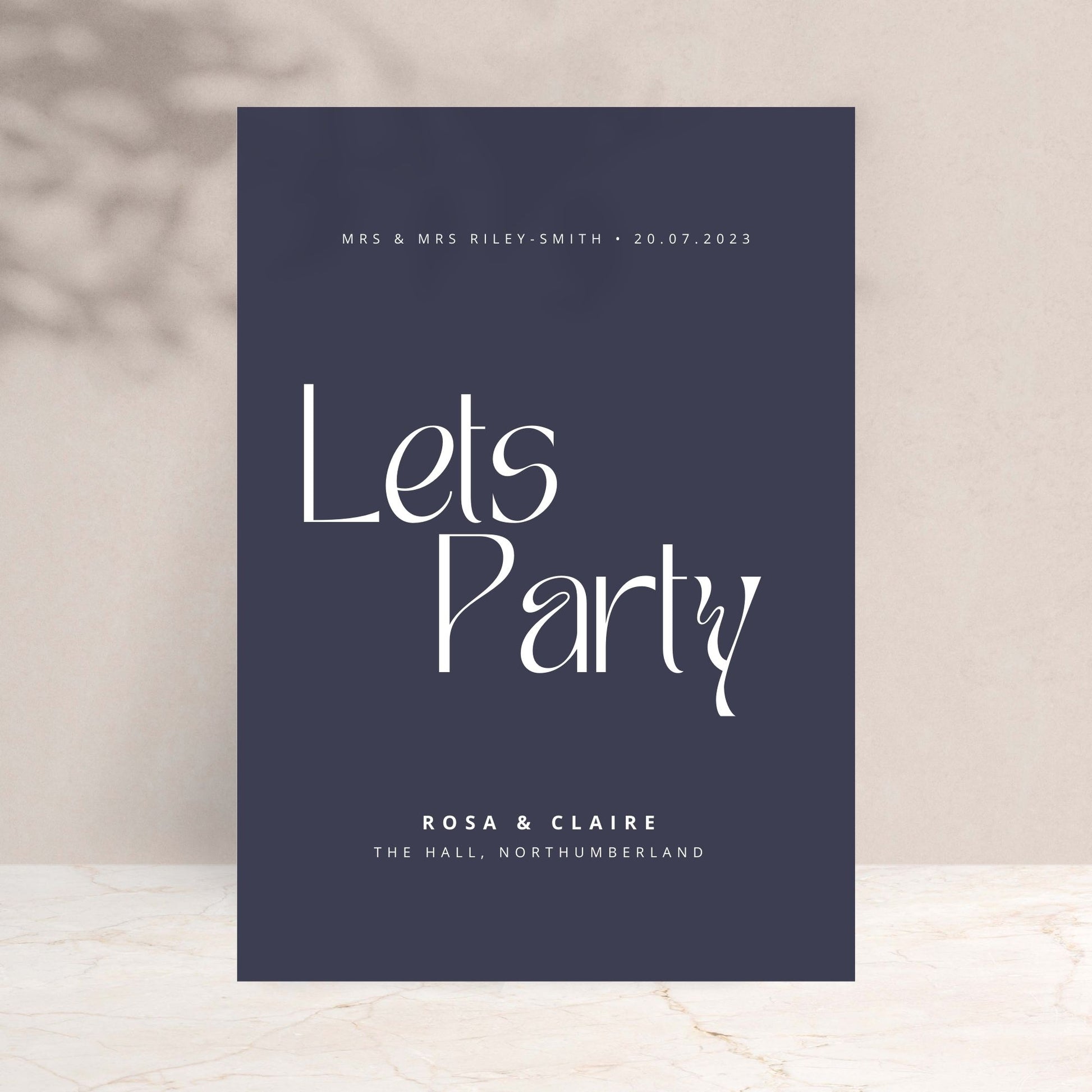 ROSA Let's Party Wedding Welcome Sign - Wedding Ceremony Stationery available at The Ivy Collection | Luxury Wedding Stationery