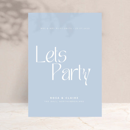 ROSA Let's Party Wedding Welcome Sign - Wedding Ceremony Stationery available at The Ivy Collection | Luxury Wedding Stationery