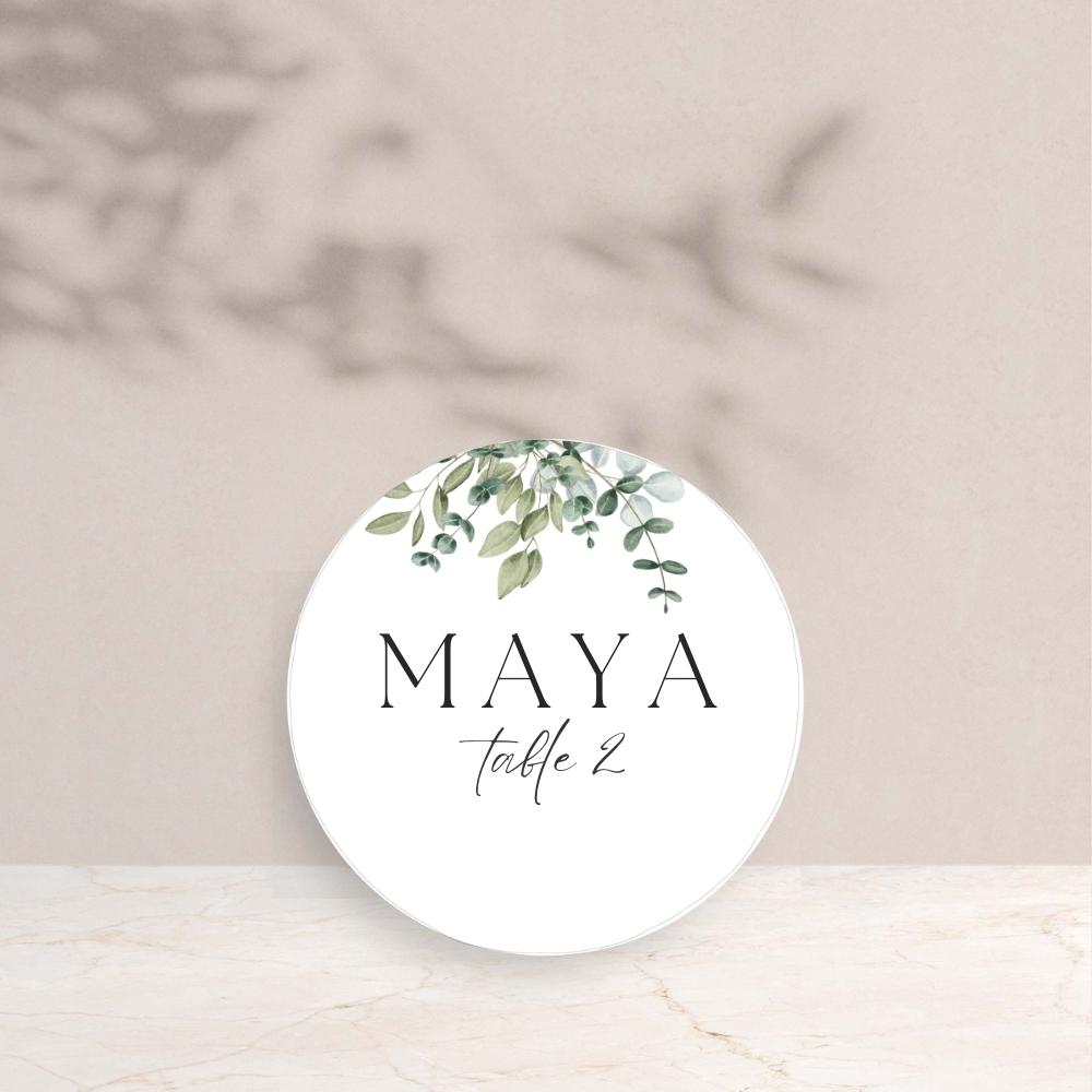 MAYA Eucalyptus Wedding Circle Place Cards - Wedding Reception Stationery available at The Ivy Collection | Luxury Wedding Stationery