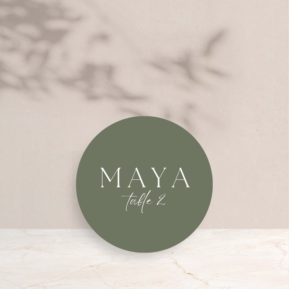 Maya Wedding Circle Place Cards