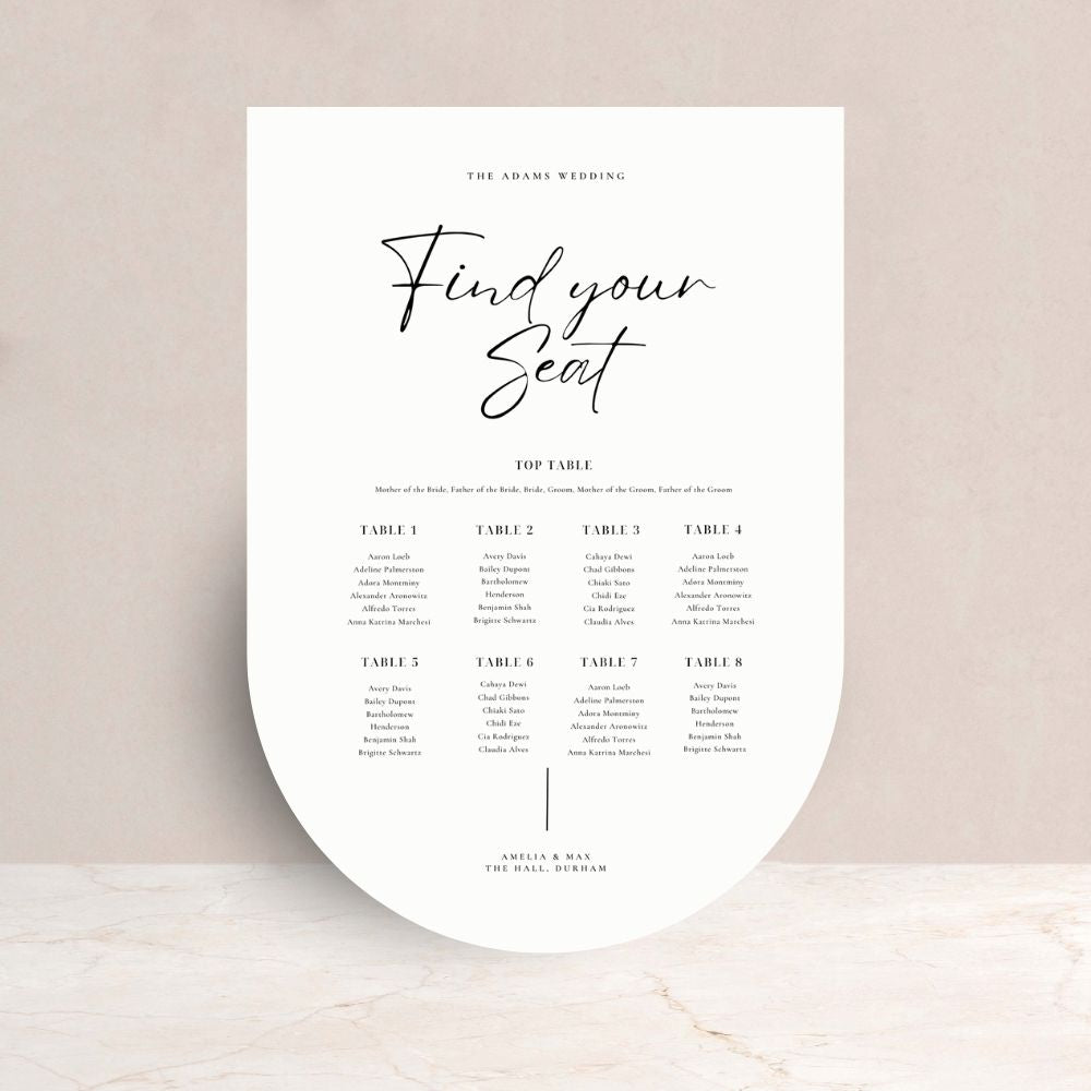 AMELIA Wedding Reception Table Plan Sign - Wedding Ceremony Stationery available at The Ivy Collection | Luxury Wedding Stationery