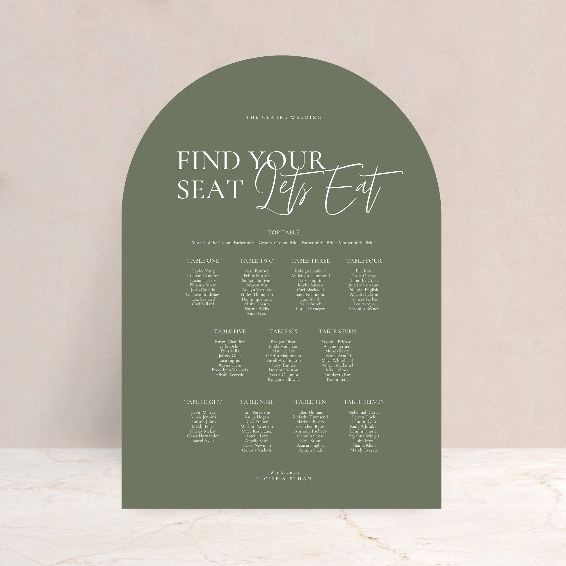 ELOISE Wedding Reception Table Plan Sign - Wedding Ceremony Stationery available at The Ivy Collection | Luxury Wedding Stationery