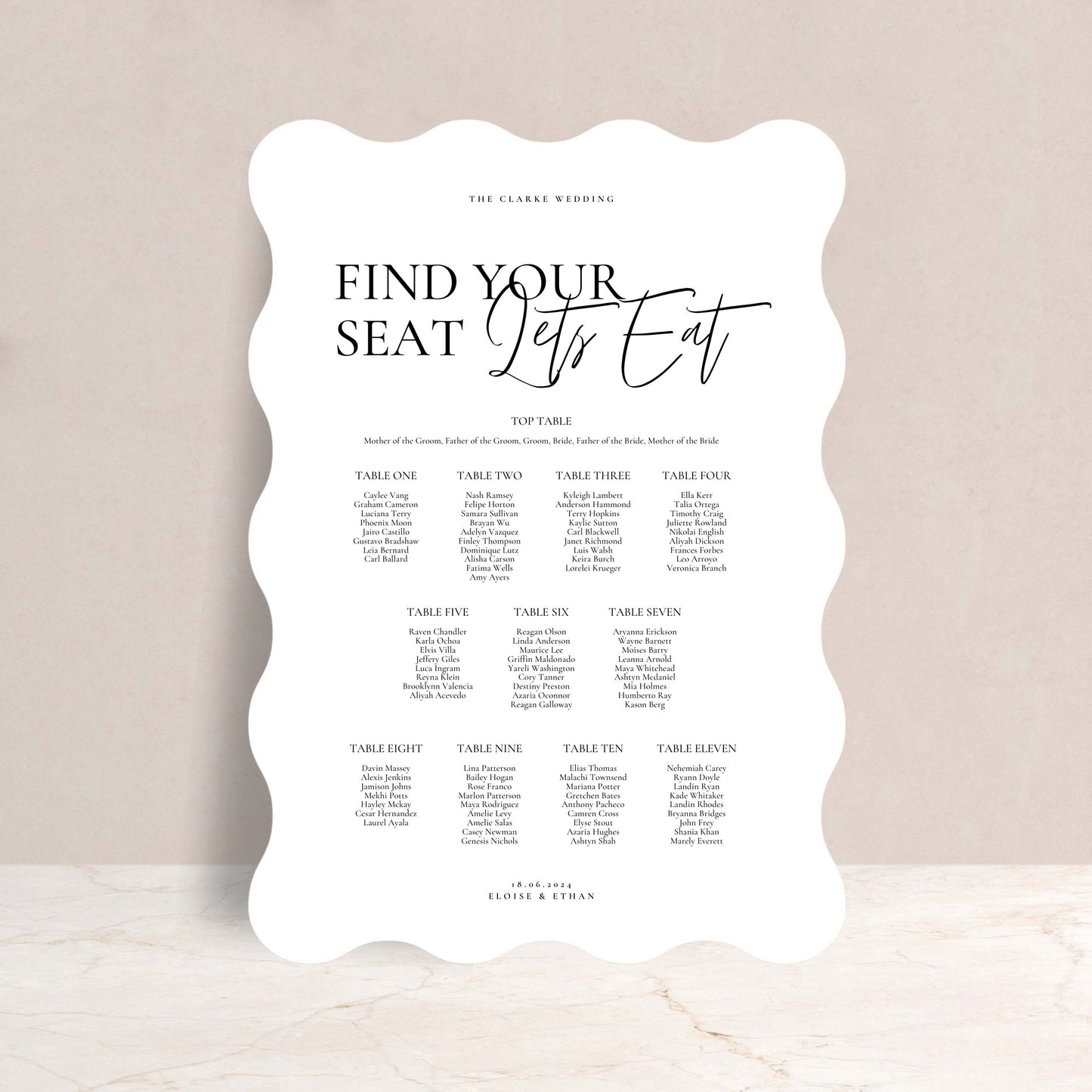 ELOISE Wedding Reception Table Plan Sign - Wedding Ceremony Stationery available at The Ivy Collection | Luxury Wedding Stationery