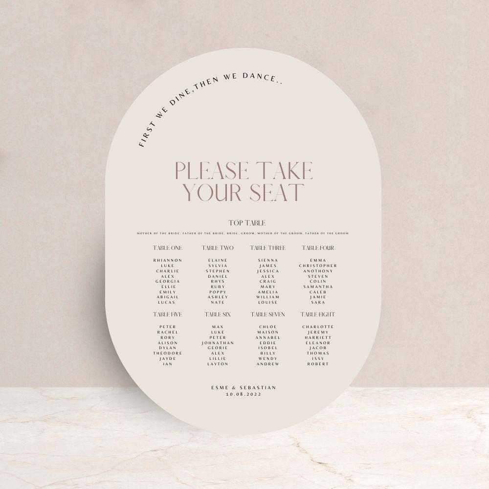 ESME Wedding Reception Table Plan Sign - Wedding Ceremony Stationery available at The Ivy Collection | Luxury Wedding Stationery