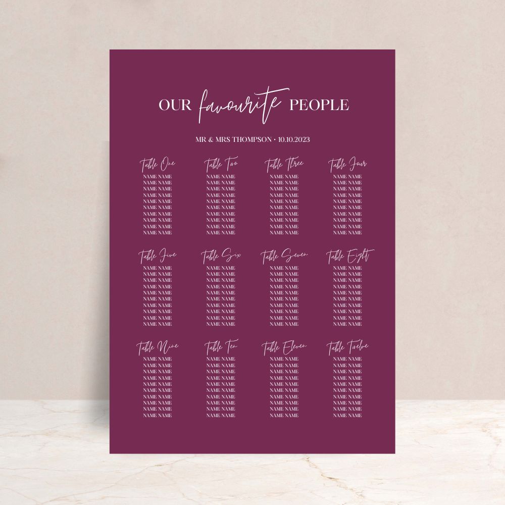 Lilli Wedding Table Plan Sign