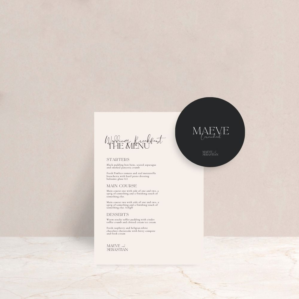 MAEVE Wedding Menu and Place Card Set