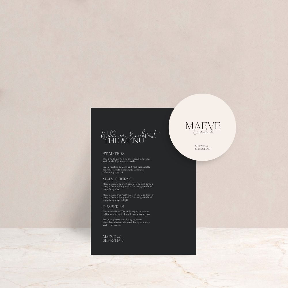 MAEVE Wedding Menu and Place Card Set