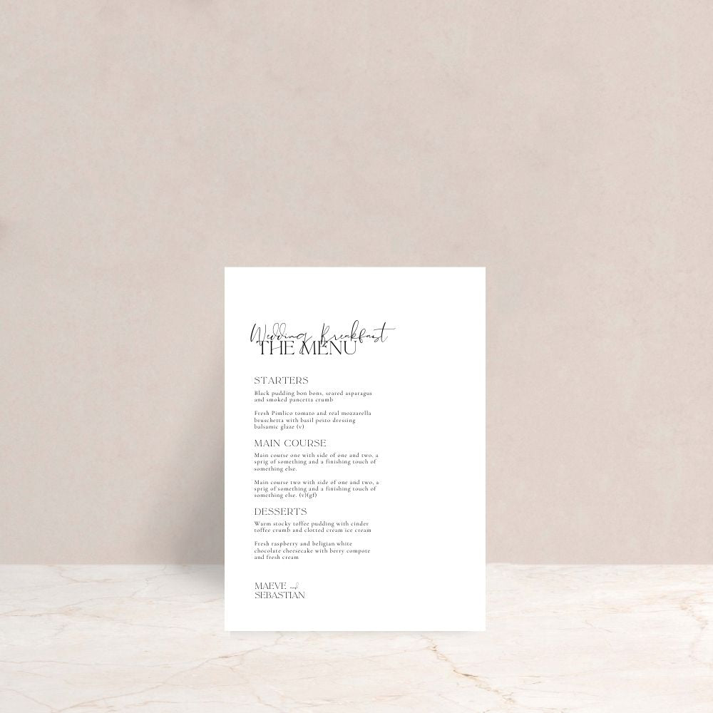 MAEVE Wedding Menus