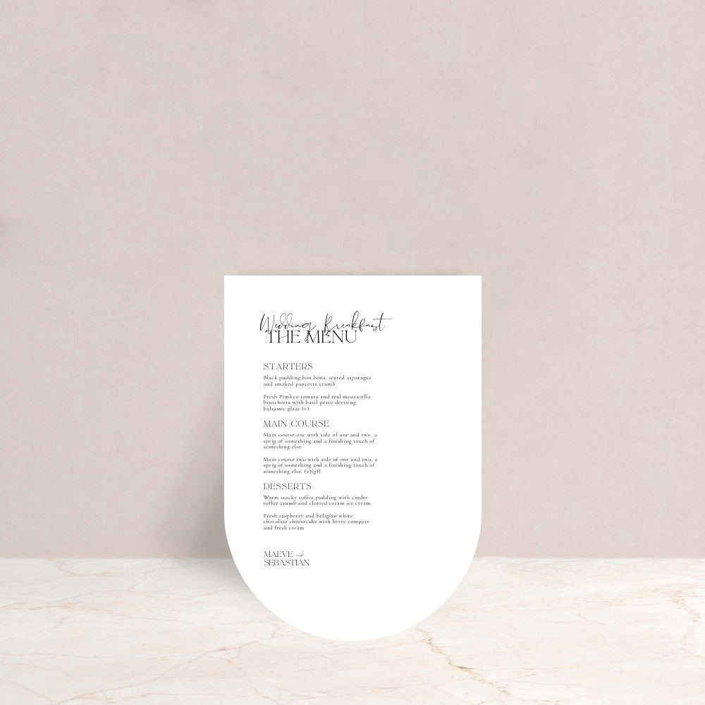 MAEVE Wedding Menus