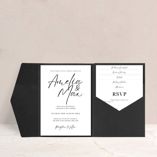 AMELIA Wedding Luxury Pocketfold Invitation - Wedding Invitations available at The Ivy Collection | Luxury Wedding Stationery