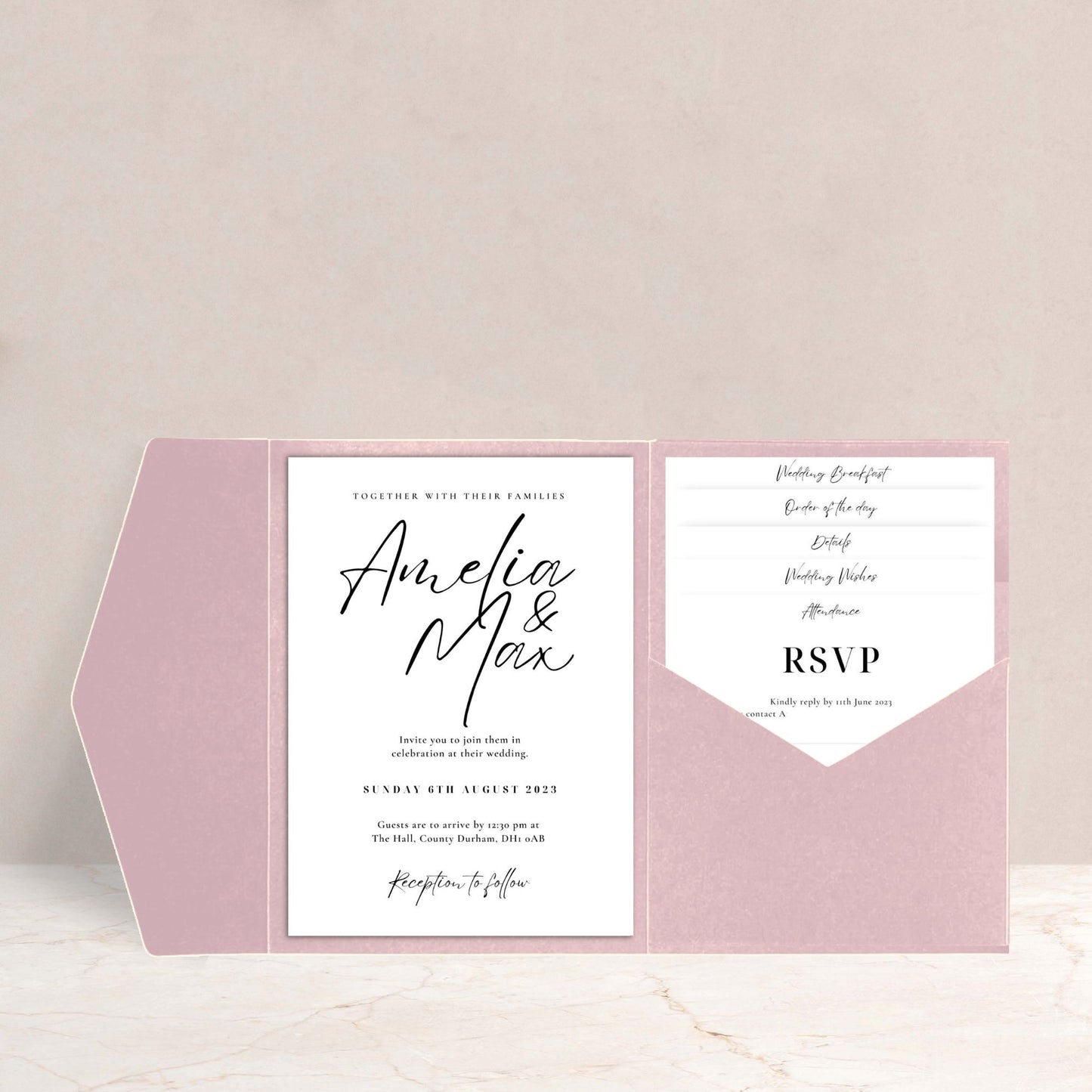 AMELIA Wedding Luxury Invitation Set - Wedding Invitations available at The Ivy Collection | Luxury Wedding Stationery