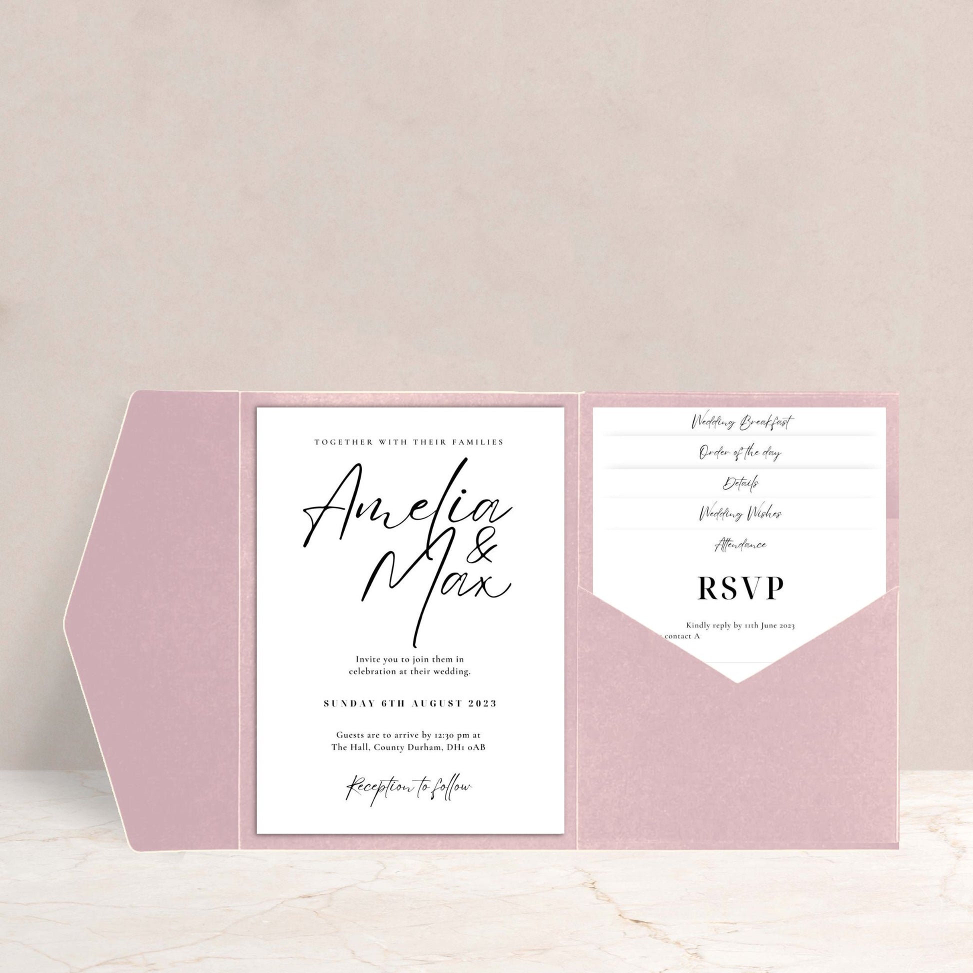 AMELIA Wedding Luxury Invitation Set - Wedding Invitations available at The Ivy Collection | Luxury Wedding Stationery
